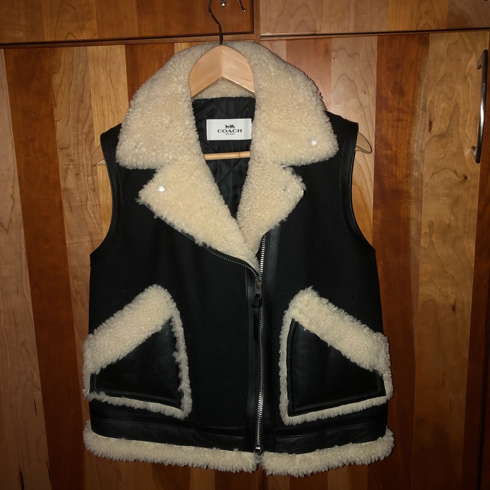 Coach shearling/leather/suede vest